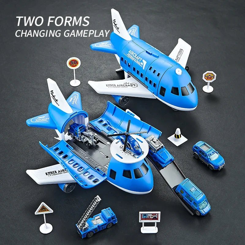 AEROLAND – Inertial Airplane & Vehicle Playset with Helicopter and Street Signs for Children