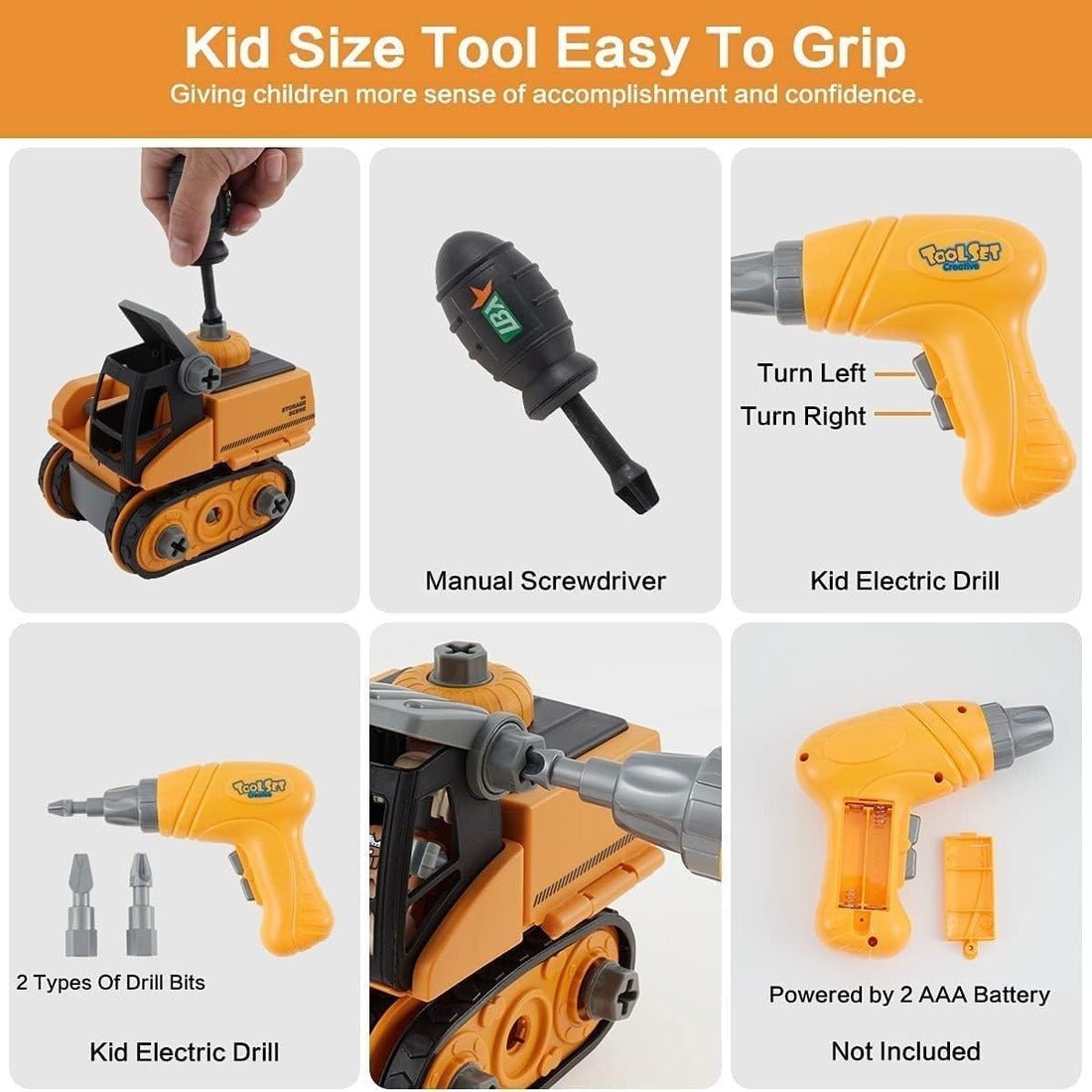 CREATRONIQ – Electric Engineering Construction Kit for Kids with Power Drill and Vehicle Parts