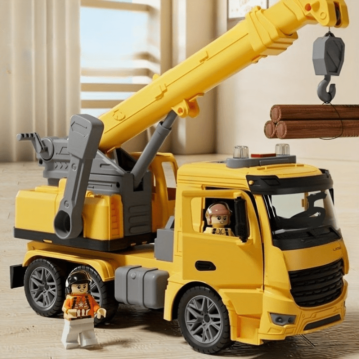 BuildPlay Crane Truck Toy – Construction Vehicle with Light, Sound & Movable Crane Arm (from 3 years)