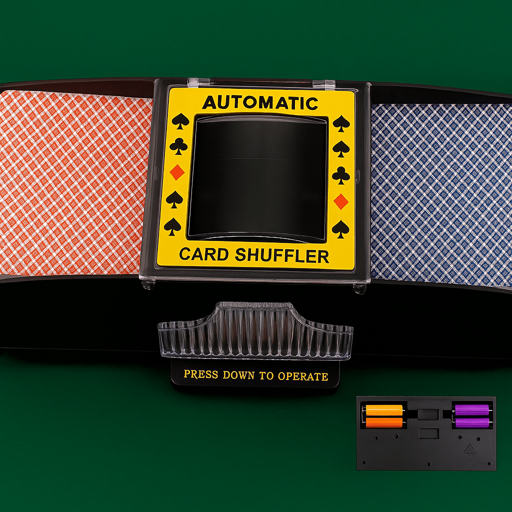 SHUFFLORQ – Automatic Electric Card Shuffler (USB & Battery Operated for 1–2 Decks)