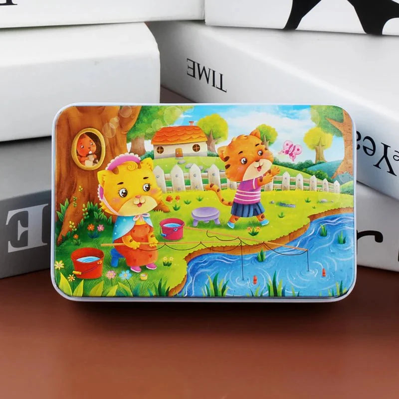 WOODLERN – 60-Piece Colorful Wooden Puzzle for Kids with Animal & Vehicle Designs | Perfect Christmas Gift