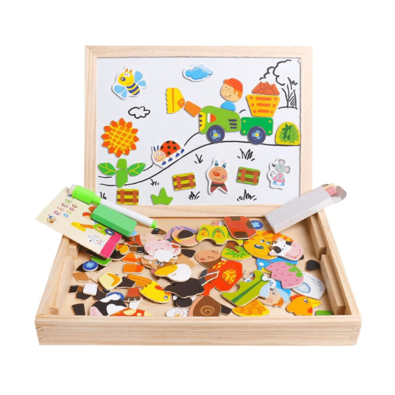 CHALKSY – 2-in-1 Montessori Drawing Table with Magnetic Whiteboard & Chalkboard