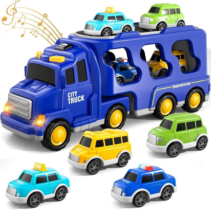 PLAYMOVER – Interactive Light & Sound Transporter Toy with Fire & Construction Vehicles