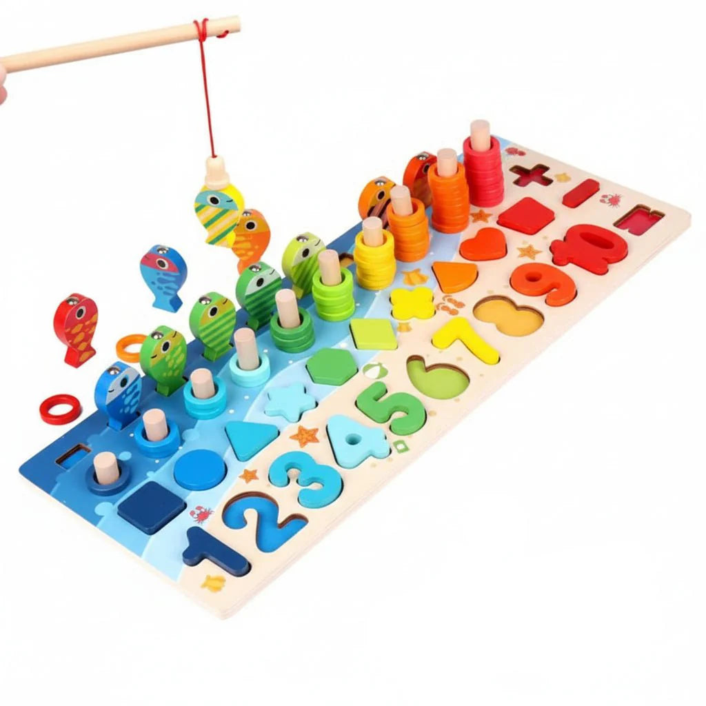 EDUCOUNT – Montessori Wooden Math Toy for Toddlers with Shape & Number Sorting