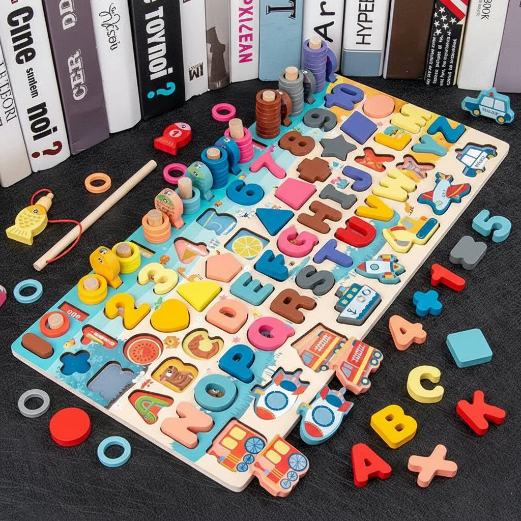 EDUCOUNT – Montessori Wooden Math Toy for Toddlers with Shape & Number Sorting