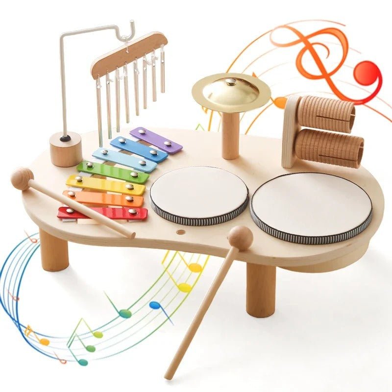 TONIVO – Wooden Musical Toy Set for Toddlers with Xylophone and Drum