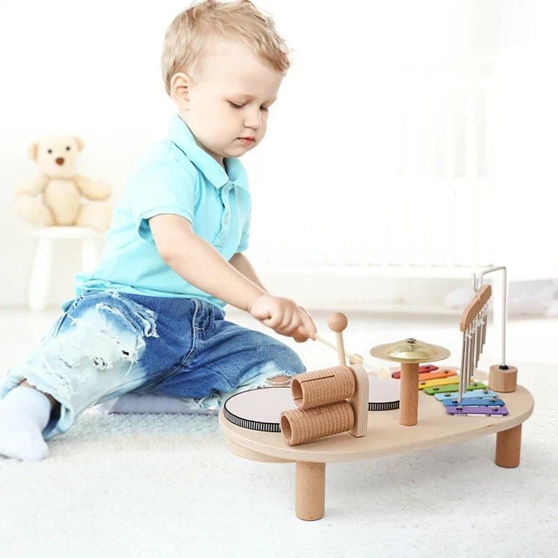 TONIVO – Wooden Musical Toy Set for Toddlers with Xylophone and Drum