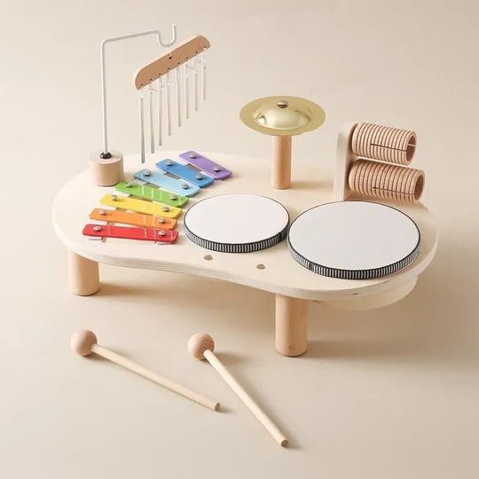 TONIVO – Wooden Musical Toy Set for Toddlers with Xylophone and Drum