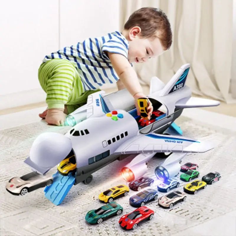 JETROIX – Inertial Simulation Airplane Toy with Music, Lights & Mini Cars for Children
