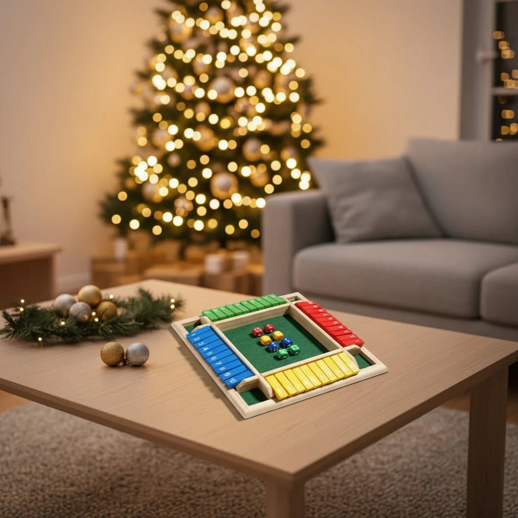 NUMBLOX – Wooden Shut The Box Dice Game for 4 Players