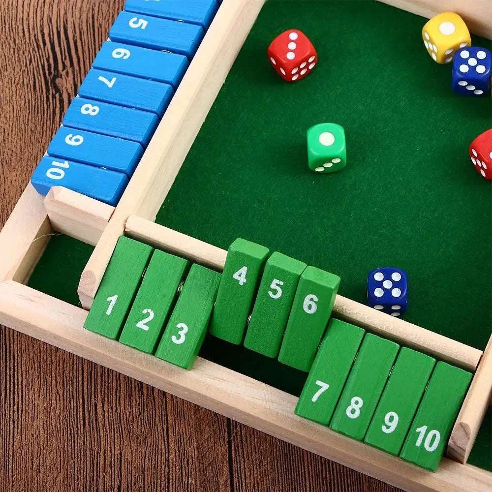 NUMBLOX – Wooden Shut The Box Dice Game for 4 Players