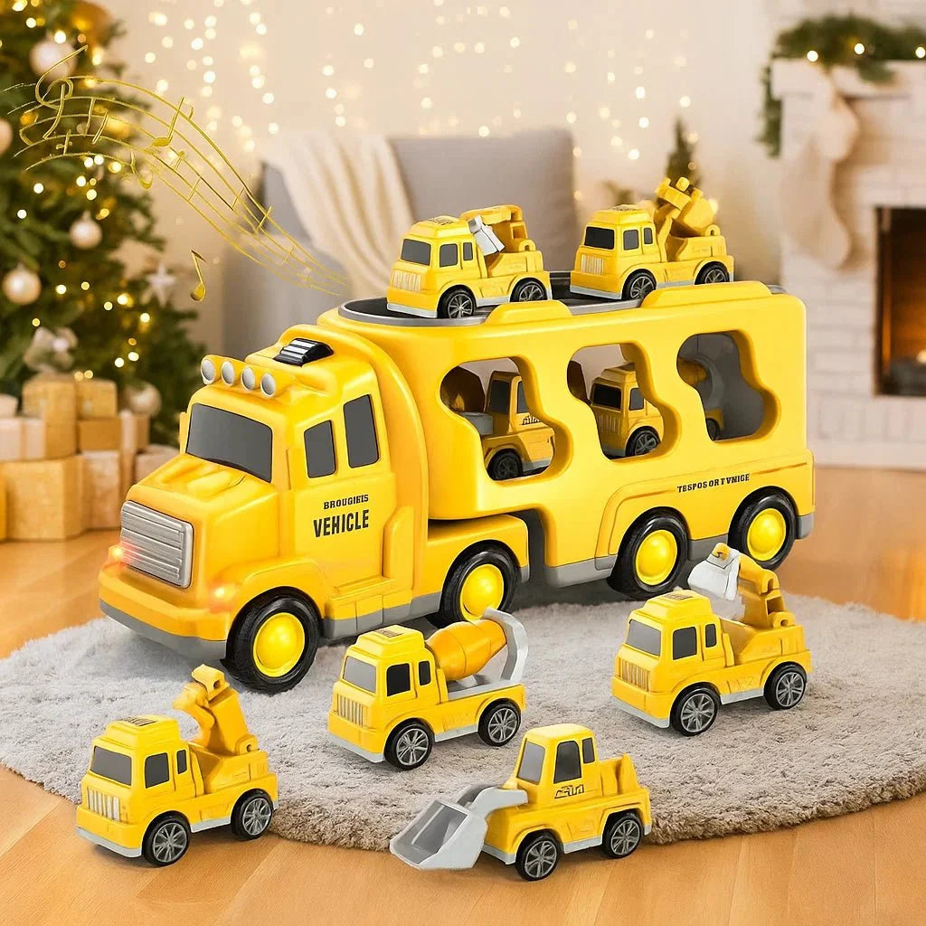PLAYMOVER – Interactive Light & Sound Transporter Toy with Fire & Construction Vehicles